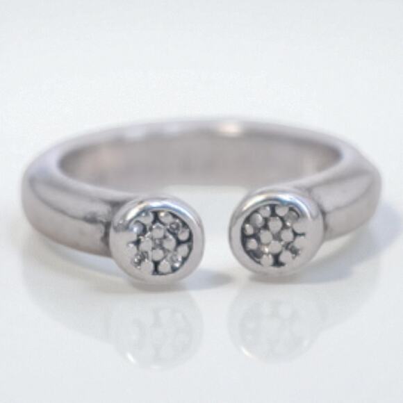 Links of London Sterling Silver Diamond Open Ring Size 5 925 4.79g Tube Designer - Picture 2 of 4